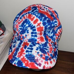 Red white & Blue 4th of July special Tie Dye Hippie adjustable baseball cap hat